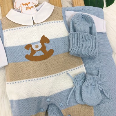 Saída de Maternidade Felipe- Azul bebe e bege