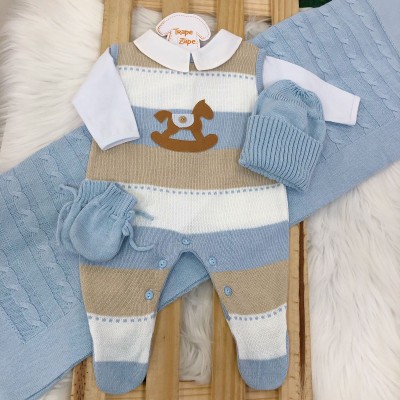 Saída de Maternidade Felipe- Azul bebe e bege