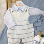 Saída de maternidade Arthur - Azul Bebe e Branco