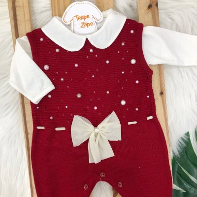  Macacão de Linha- Céu estrelado vermelho Salopete
