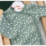 Body kimono Manga Longa - Verde com coracoes