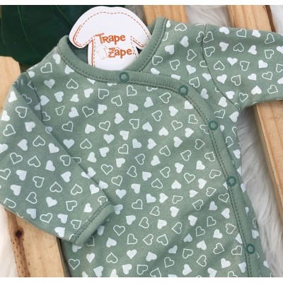  Body kimono Manga Longa - Verde coracoes