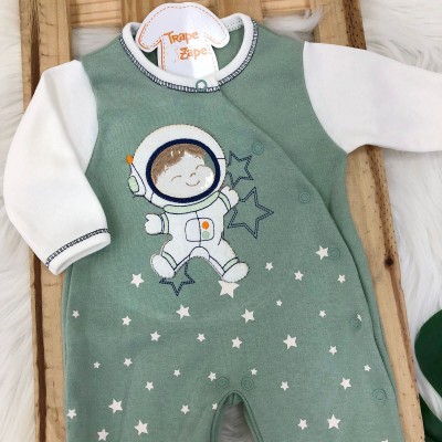 Macacão Trape Zape - astronauta verde e off white 