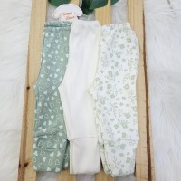 Kit 3 calças - menina - florido verde, lisa off, verde coração