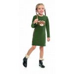 Inverno 23 Tiny Joy- Vestido de malha canelada Ursinha- Verde