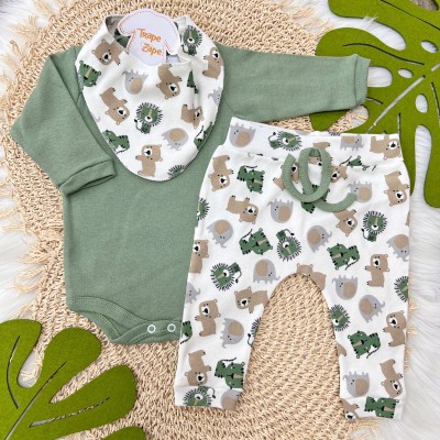 Conjunto Body, Calça e bandana - Safari verde