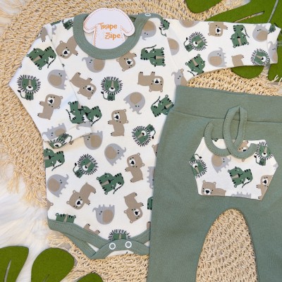 Conj body e calça - Body safari- Verde