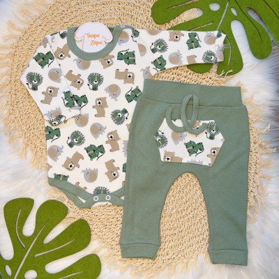 Conj body e calça - Body safari- Verde