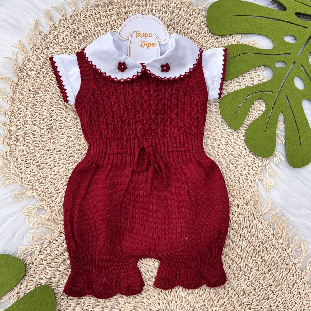 Conjunto body e jardineira Sofia- Vermelho