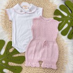 Conj body e jardineira Sofia- Rosa