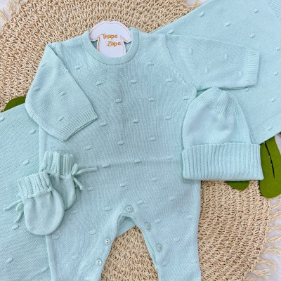  Saída de maternidade Bolinhas- Verde água