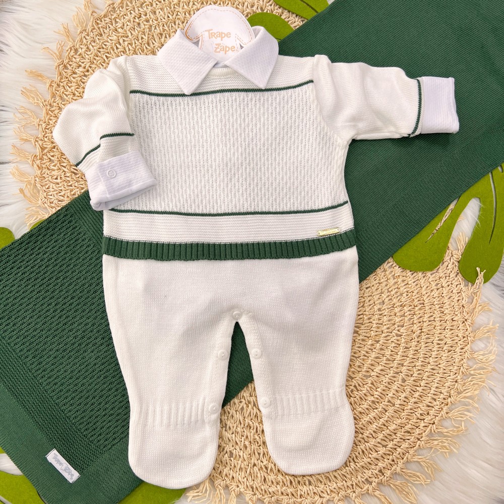 Saída de maternidade Rafael- Branco com verde militar