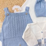 Saída de maternidade Muriel- CASACO BRANCO jard Azul bebe