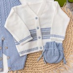 Saída de maternidade Muriel- CASACO BRANCO jard Azul bebe