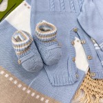 Saída de maternidade Muriel- CASACO AZUL BEBE e jardineira azul bebe