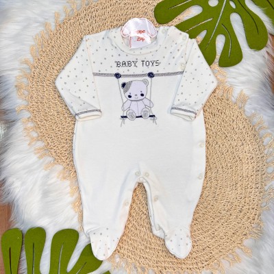 Macacão Trape Zape - Baby Toys - Off e Marinho
