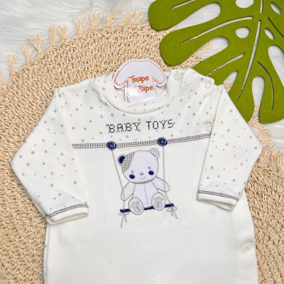 Macacão Trape Zape - Baby Toys - Off e Marinho