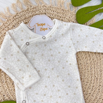  Body kimono M/l off com florzinha bege