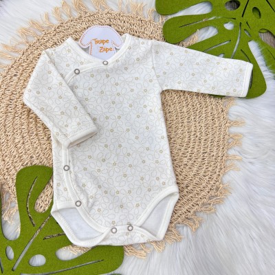  Body kimono M/l off com florzinha bege