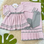 Saída de maternidade alice- vestido rosa com cinza