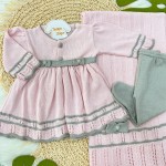 Saída de maternidade alice- vestido rosa com cinza