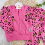  inverno  Kiko e Kika - Conjunto de moletom oncinha zíper pink