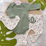 Conjunto Body, Calça e bandana Inverno - Jungle Verde