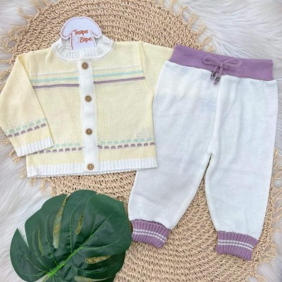 Conj de linha arco íris- Amarelo, Lilás e verde agua
