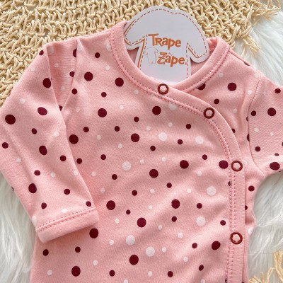 Body Kimono M/l Confete rose com off e bordo