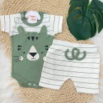 Conjunto M/c + short Tigrinho Verde