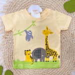 Verao 23/24- Conjunto camiseta amarela safari e bermuda mescla