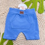 Conj. Body Regata Bichinhos, Shorts e Babador Bandana - Azul Jeans e Branco