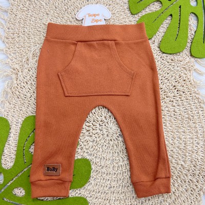 Conj. Body Manga Curta Leãozinho e Calça - Ferrugem e Off White 