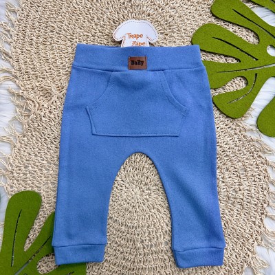  Conj. Body Manga Curta Baby Tigrinho e Calça - Azul Bic