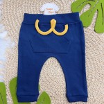 Conj. Body M/C,Calça e Babador Bandana Cool Car com Bichinhos - Marinho e Mostarda