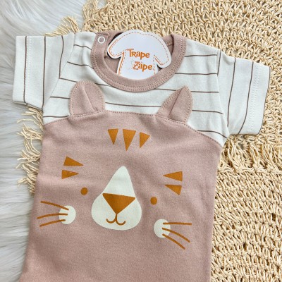  Conjunto M/c + short Tigrinho Bege