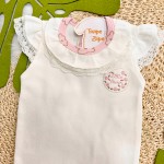 Conj. Body Regata Little Flower e Short Floral - Off White e Rosa