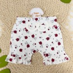 Conj. Body, Shorts e Babador Bandana Flores Vermelhas - Vermelho e Off