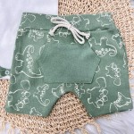 Conjunto M/c + short bolsinho dino verde