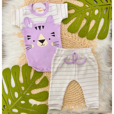  Conjunto M/c Tigrinho lilás