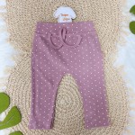  Conj. Body Longo Gola Bordada com Flores Lilás e Calça Poá - Off White e Uva