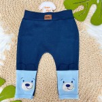 Conj. Body Gola Polo Manga Curta e Calça Ursinho - Marinho e Azul Claro