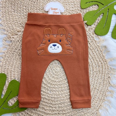 Conj. Body Manga Curta Bicolor com Bolsinho e Calça Tigre - Ferrugem e Marrom