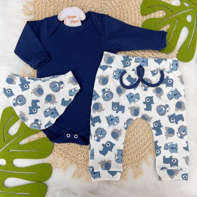 31/05 Conj. Body M/L, Calça e Bandana - Safari Marinho