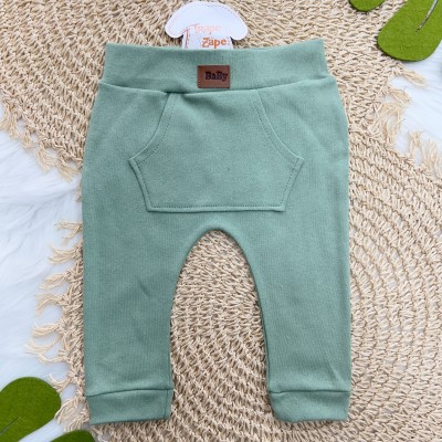 Conj. Body Trenzinho Manga Longa e Calça- Verde e Off White