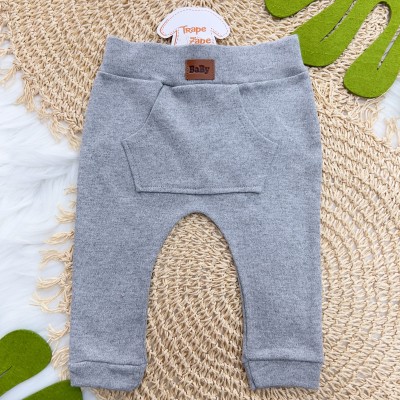  Conj. Body Trenzinho Manga Longa e Calça- Mescla e Branco
