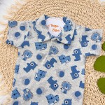 Conjunto M/c Polo Safari Mescla e azul