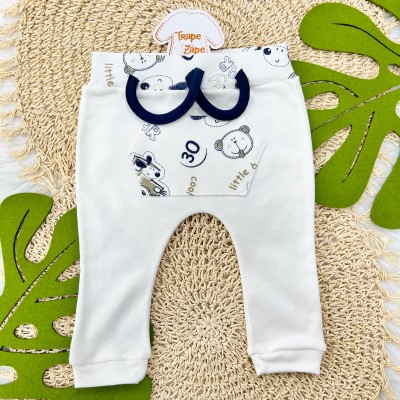 Conj. M/C Cool Car com Bichinhos- Off White e Marinho