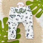  Conj. Body M/C,Calça e Babador Bandana Cool Car com Bichinhos - Verde e Off White