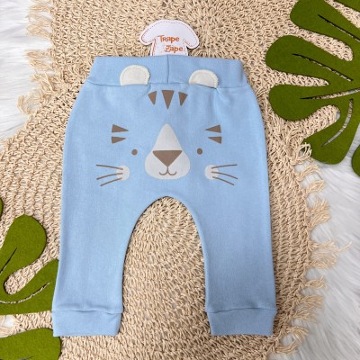 30/05 Conj. Body Manga Longa e Calça Saruel Tigrinho - Azul Bebê e Cru